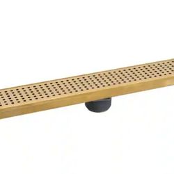 Oatey Designline 24 in. Stainless Steel Linear Shower Drain with Square Pattern Drain Cover in Brushed Gold
