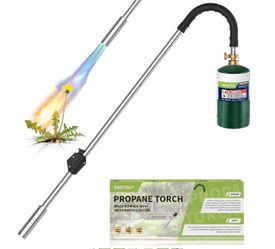Torch Propane Burner, Blow Torch, 33" Long Arm Flame Thrower, Weed Burner With Self Igniting And Rubber Handle For Outside Weeding, Roofing, Charcoal 