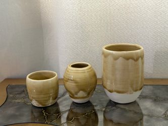 Handmade Ceramic Vessel Collection – Sandstone Glaze (Set of 3)