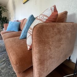 Plush Orange Sofa With Deep Seats