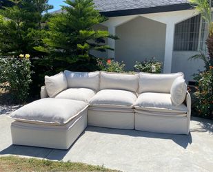 Anabei Modular Washable Cloud Sectional – Eggshell Plush Weave