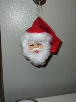 Vintage Soft Curly Beard Jolly Santa Claus Christmas Holiday Ornament