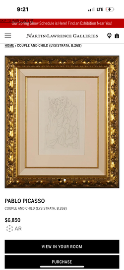 Signed Picasso etching Lysistrata 1934