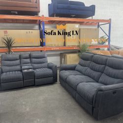 Free Delivery* Like New Dark Blue Sofa & Loveseat with Recliners!
