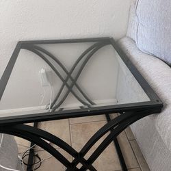 2 Glass End Tables & 1 Glass Coffee Table