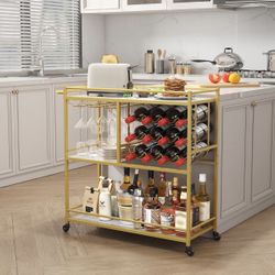 Three Tier Gold Bar Cart 