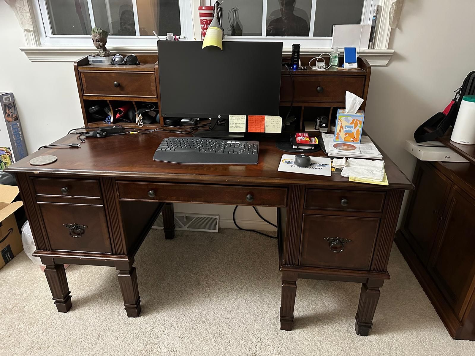 Wooden Office Desk With Hutch