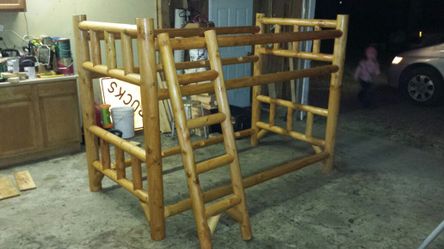 Handcrafted Log Bunk Bed with Ladder