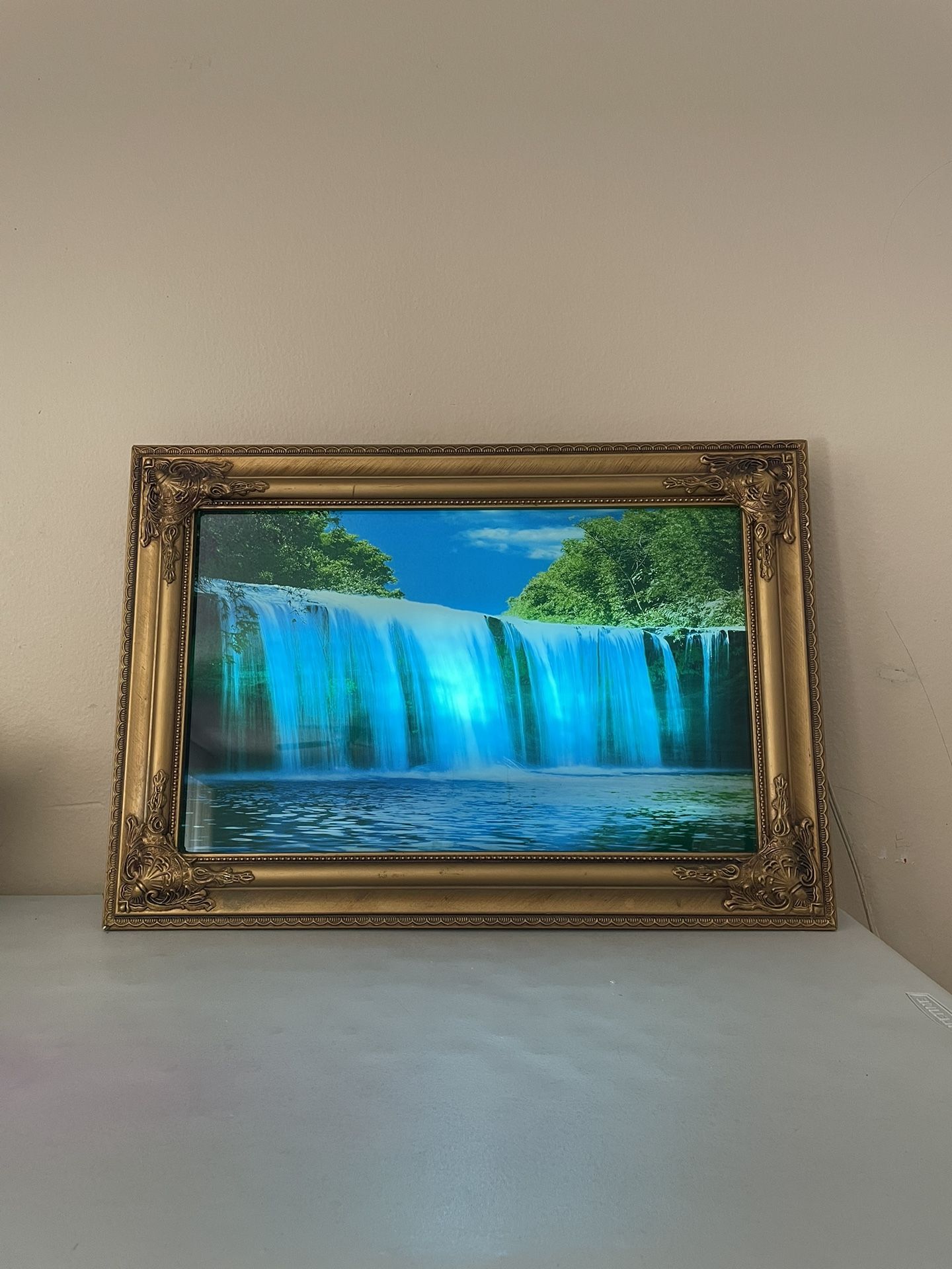 Vintage  Light-Up Waterfall Picture Nature Sounds