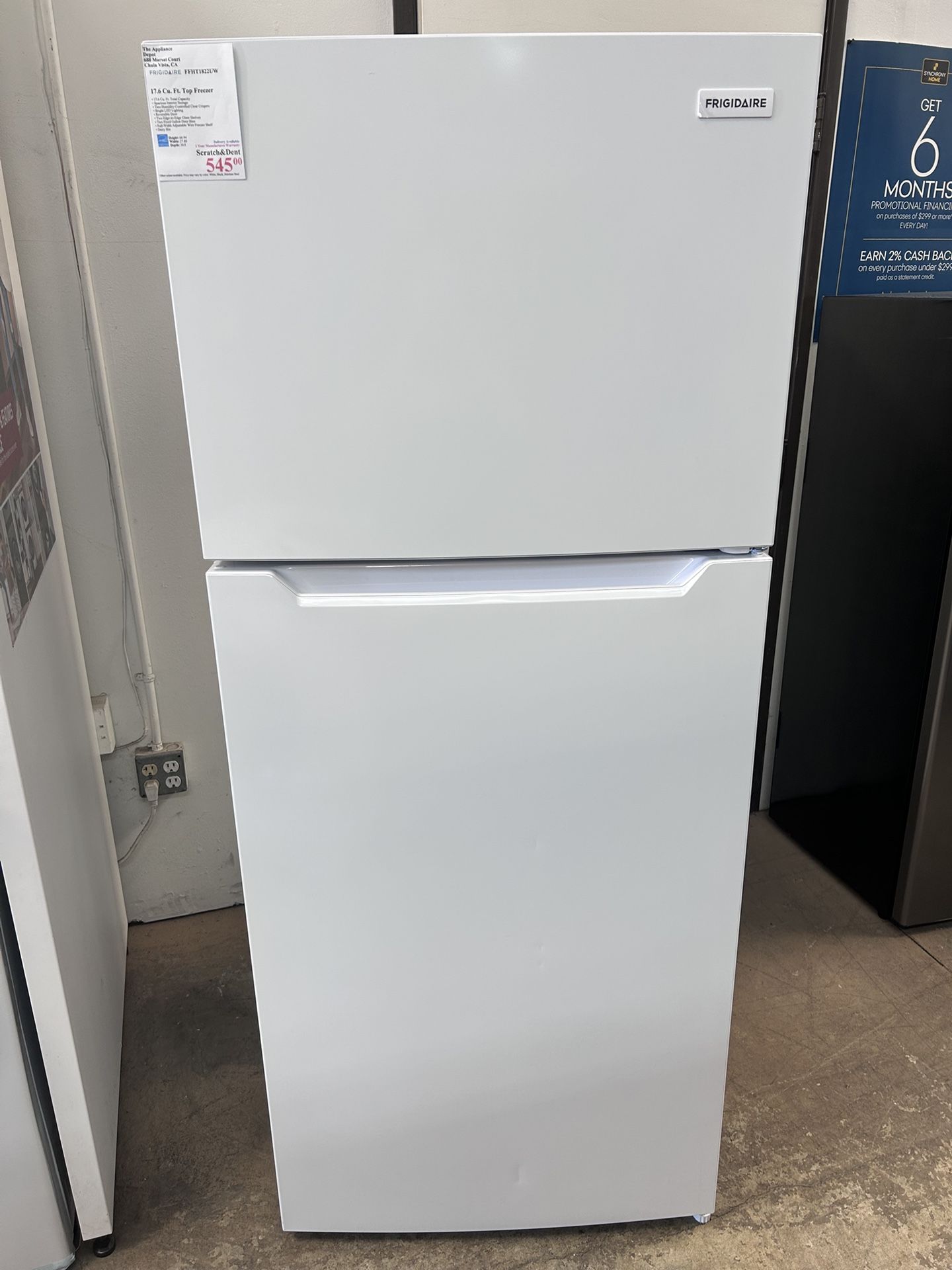 New Frigidaire 28”- 17.6 Cu Ft Top Freezer Bottom Refrigerator