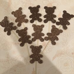 Teddy bear cupcake toppers baby shower toppers