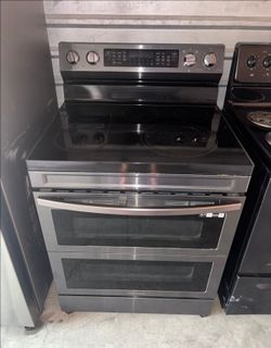Samsung Stainless Steel Flat Top Double Oven Stove Range