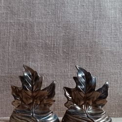 Vintage Maple Leaf Bookend Set,  Hand Cast Metal Bookends, 6.5" Pair Metal Bookends 