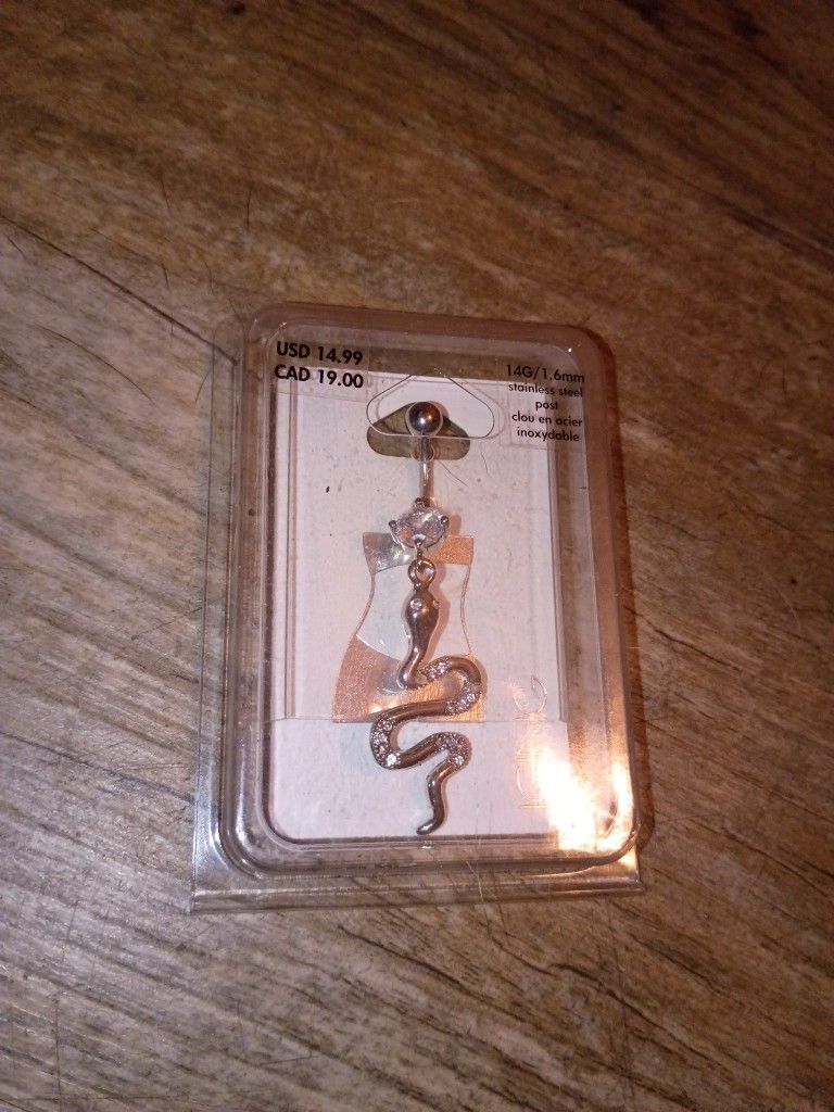 Snake with crystal Body Jewelry belly button naval ring piercing body silvertone