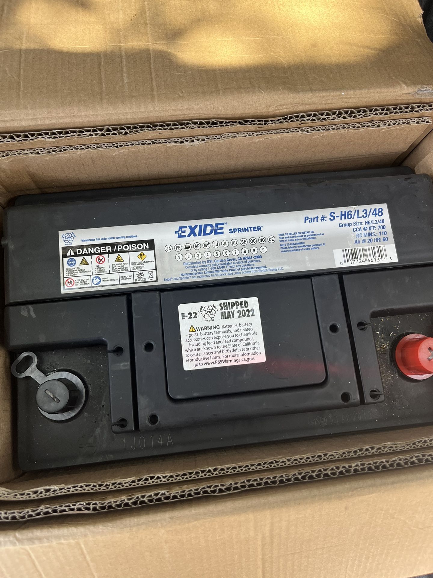 Exide Sprinter Part # S- H6/L3/49