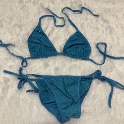 New small teal bikini swimsuit y2k festival rave raver dance outfit low rise    Piece was made in 