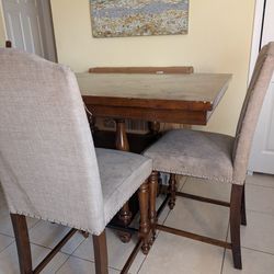 Dining Hightop Dark Brown Wooden Table With 6 High Chairs PRICE IS FIRM