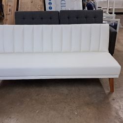 New Modern Futon Sofa Faux Leather White See Pictures For Dimensions 