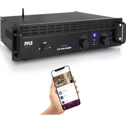 Pyle Professional Audio Bluetooth Power Amplifier - 2-Channel Rack Mount Bridgeable, LED Indicators, Shockproof Binding Posts, Cooling Fans 1000 Watt 