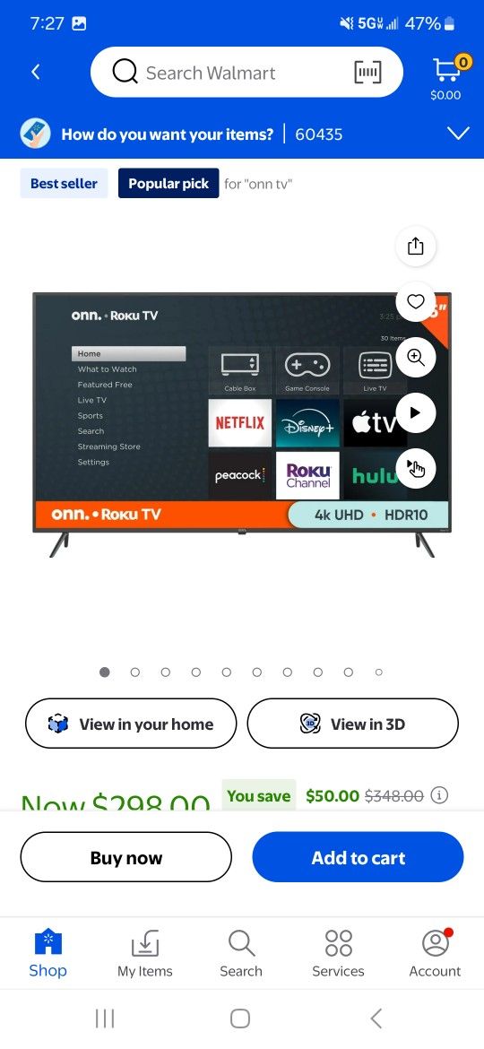 65inch Onn Roku Smart TV