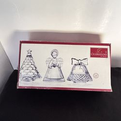 Mikasa Crystal Tealight Candle Holders Set/3 Christmas Tree Angel Bell Votives 