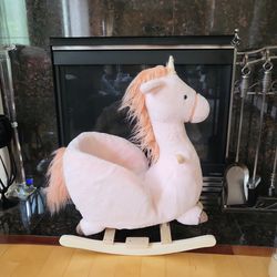 Baby Girl Pink Plush Rocking Horse NEW 