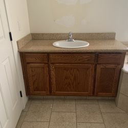 Bathroom Vanities With Granite Counter Top, Sink And Faucet 