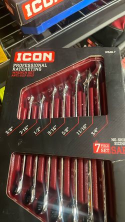Icon professional ratcheting wrench set. 7 piece SAE