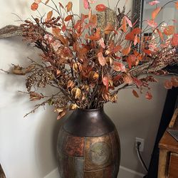 Large Floor Vase with fake flowers 