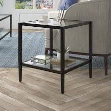 Blackened Bronze Square Glass Top End Table