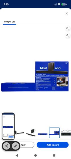 onn. 32" 2.1 Soundbar System with a wireless subwoofer.