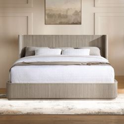 Brand New Light Oak RH Byron Shelter STYLE BED King Size, Free Delivery 📦 RH Inspired King Bed Fluted Panels 