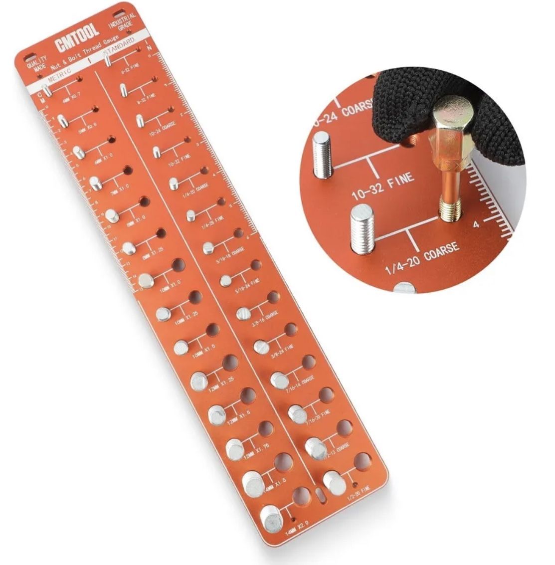 Nut and Bolt Thread Checker Screw Gauge Board SAE Bolt and Nut Identifier Gauge