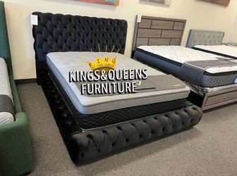 New Queen bed frame with mattress