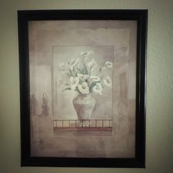 Framed Floral Vase Art Print Portrait Still Life Flowers Decorative Wall Art