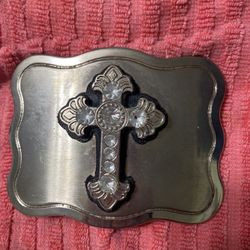 Heavy Silver/Black Cross Belt Buckle.