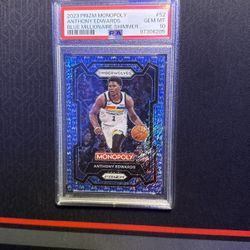 Anthony Edwards Monopoly Prism Blue Money Shimmer Number One Out Of 10 Jersey Number Match Jersey Number One Number One Out Of 10 Psa Gem Mint 10.
