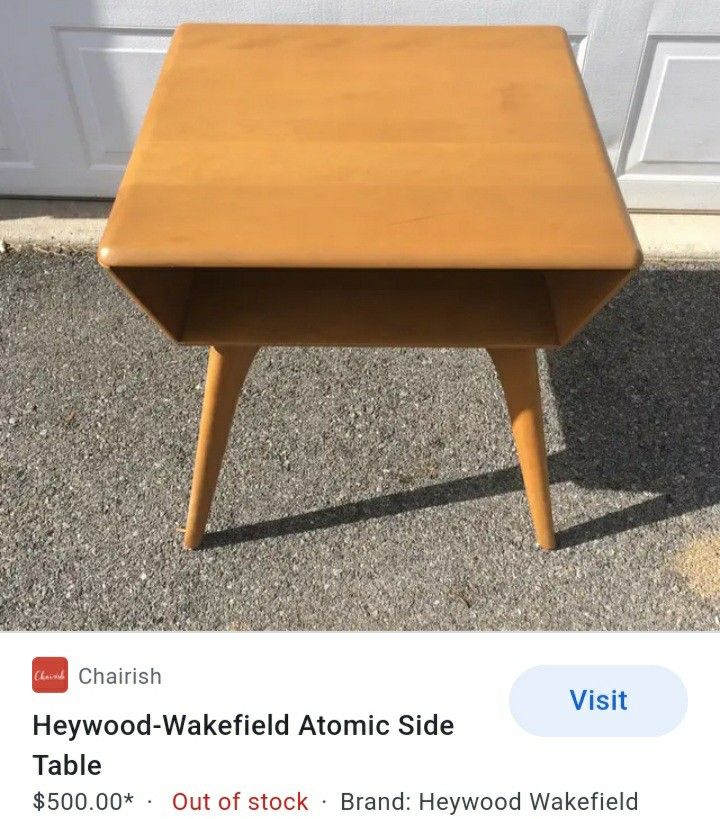 Vintage Mid Century Modern Heywood Wakefield Atomic Side Table