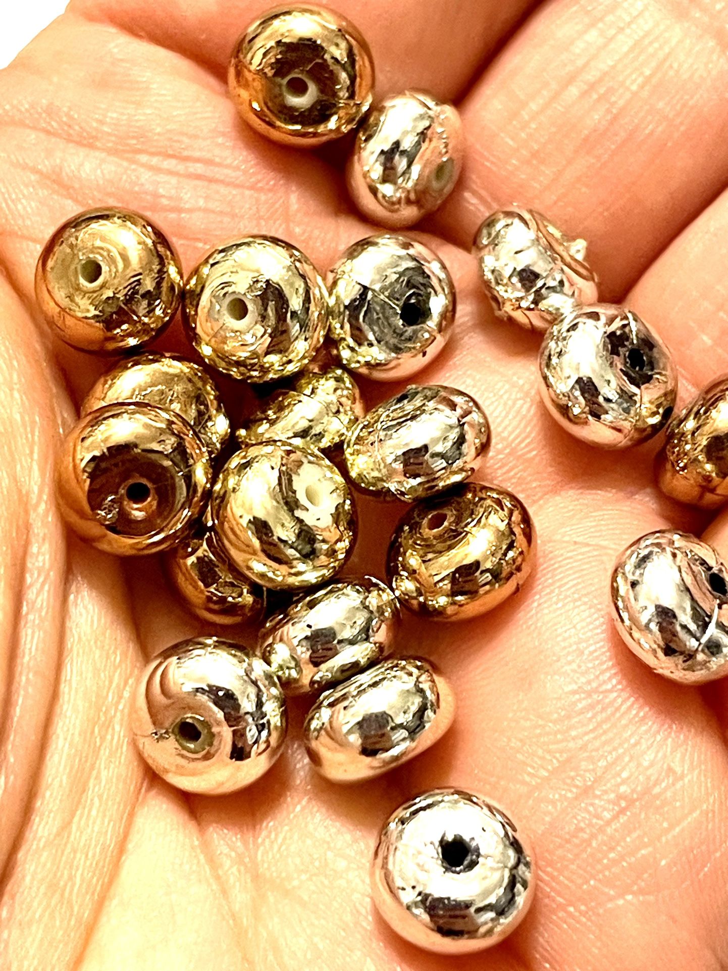 Silver And Gold Metallic Beads 9x6mm 70