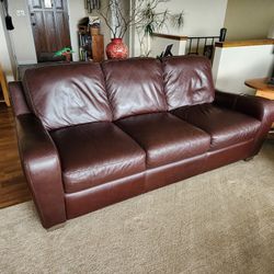 Leather Couch and Chair with Ottoman