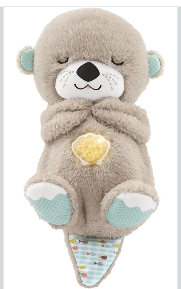Fisher-Price Baby Toy Soothe 'n Snuggle Otter Portable Plush Sound Machine with Music Lights & Breathing Motion for Newborns 0+ Months