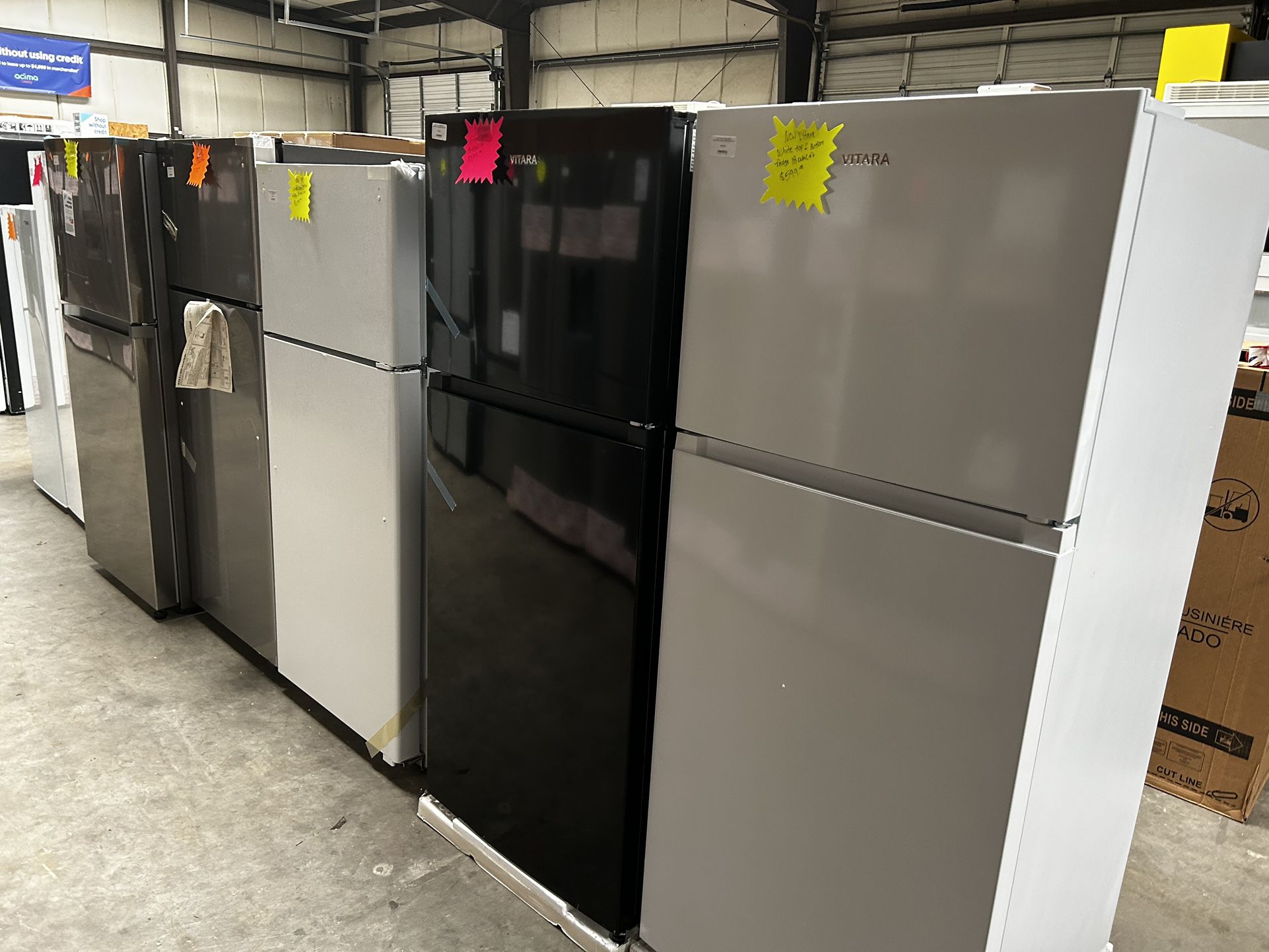 New Top And Bottom Fridges ! Financing Available Message For More Details