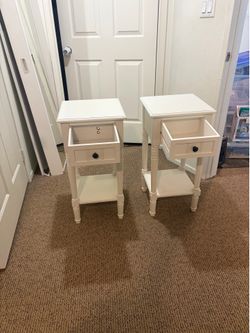 Two Off-White Wood Nightstands