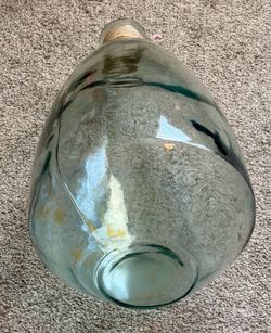 Vintage Aqua Recycled Glass Balloon Demijohn Vase - Twine Neck Wrap