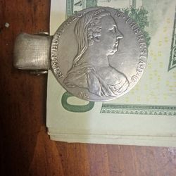 Antique silver coin made into a money clip