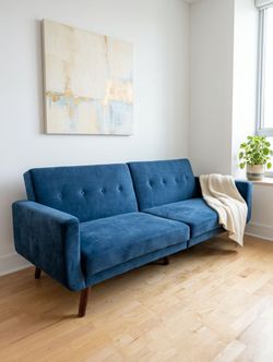 Mid-Century Modern Convertible Sofa/ Futon - Velvet