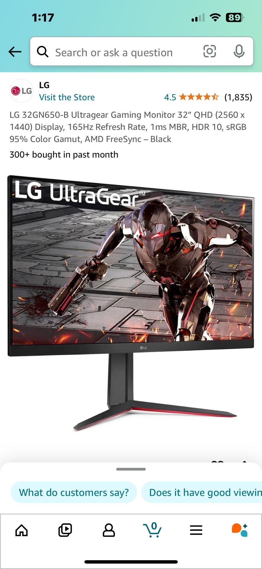 Lg Monitor 31.5 Inch 165hz