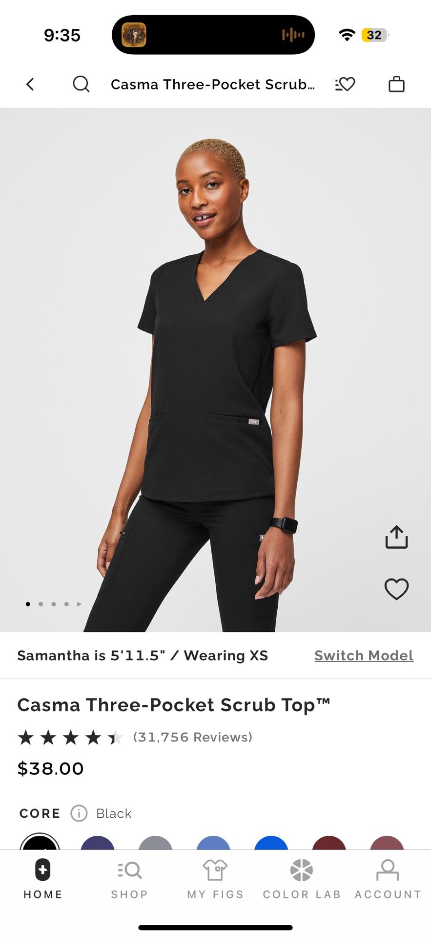 FIGS W CASMA THREE POCKET SCRUB TOP MEDIUM