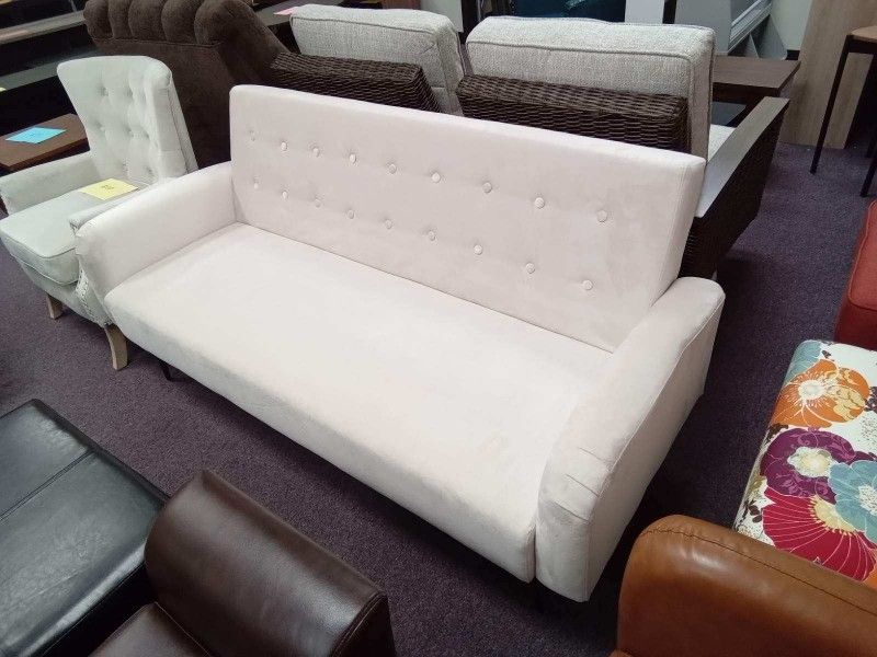 Cream Color Tufted Velvet Couch