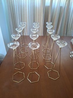 Centerpieces crystal-and-gold geometric candle holders